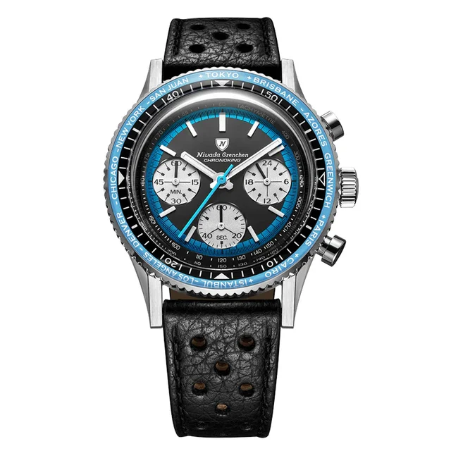 Nivada Grenchen Chronoking Racing Blue Chronograph #87053Q10 kol saati