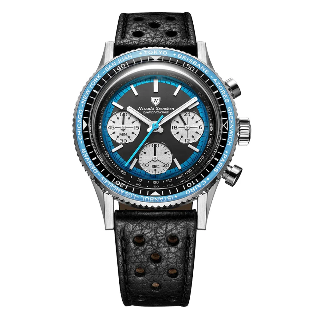 Nivada Grenchen Chronoking Racing Blue Chronograph #87053Q10 50 mm kol saati