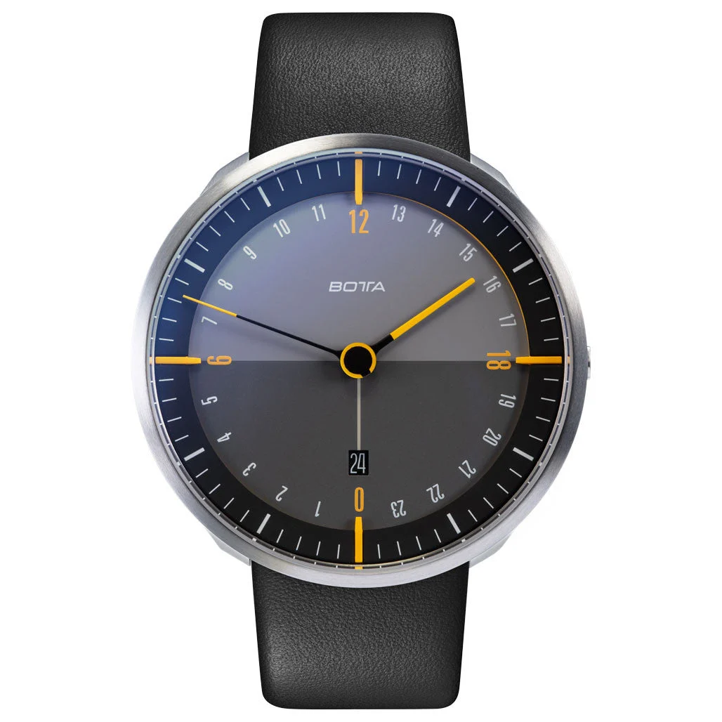 Botta TRES 24 Three Hand 24-Hour Swiss Quartz Watch with a 45mm Titanium Case #689310 45 mm kol saati