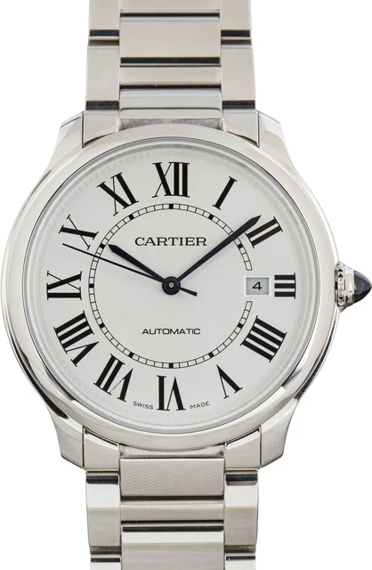Cartier Ronde Must De Stainless Steel WSRN0035 Silver Roman Dial kol saati