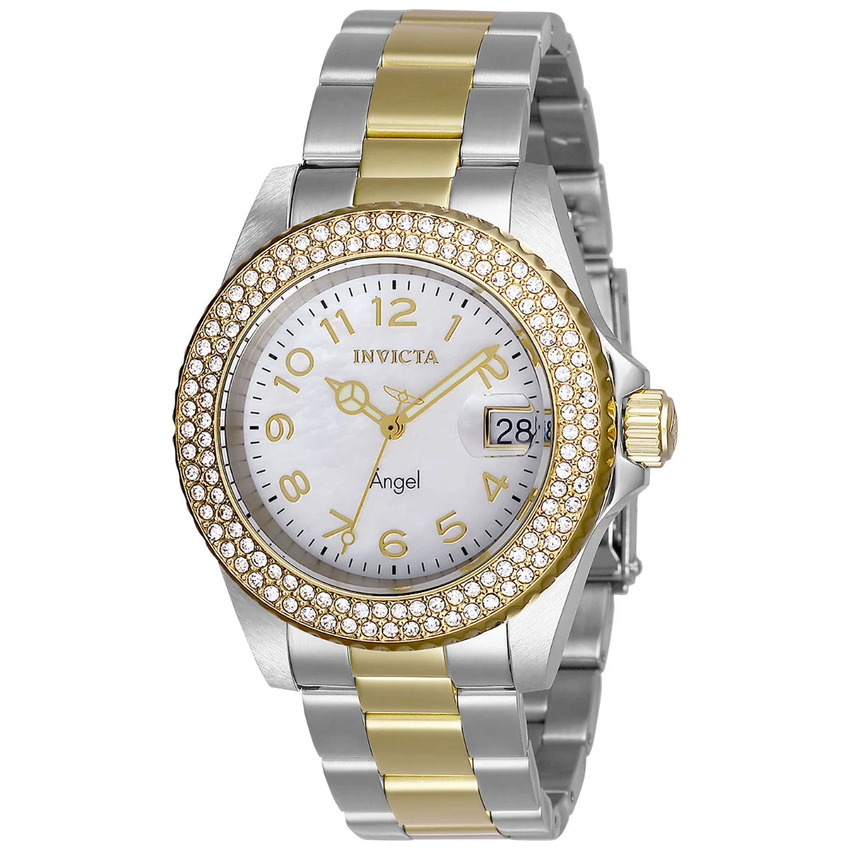 Invicta Angel Swiss Ronda 515 Caliber Watch w/ Mother of Pearl Dial - 40mm, Steel, Gold (28675) 40 mm kol saati