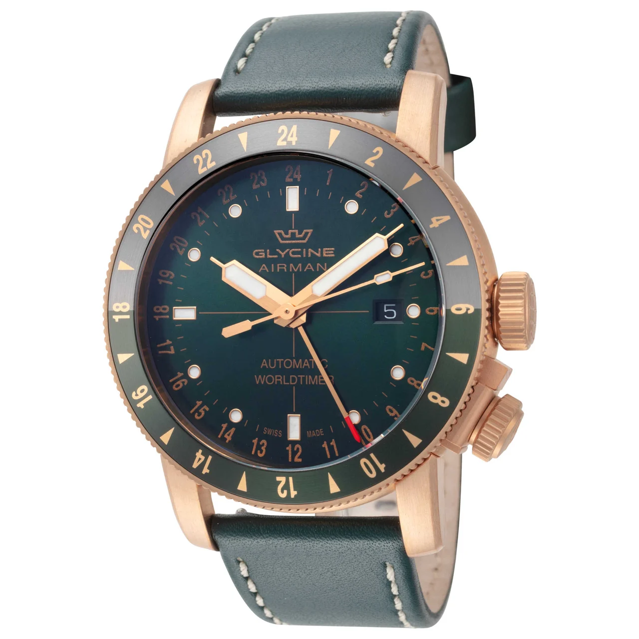 Glycine Airman Contemporary Bronze GMT Watch GL0550 kol saati
