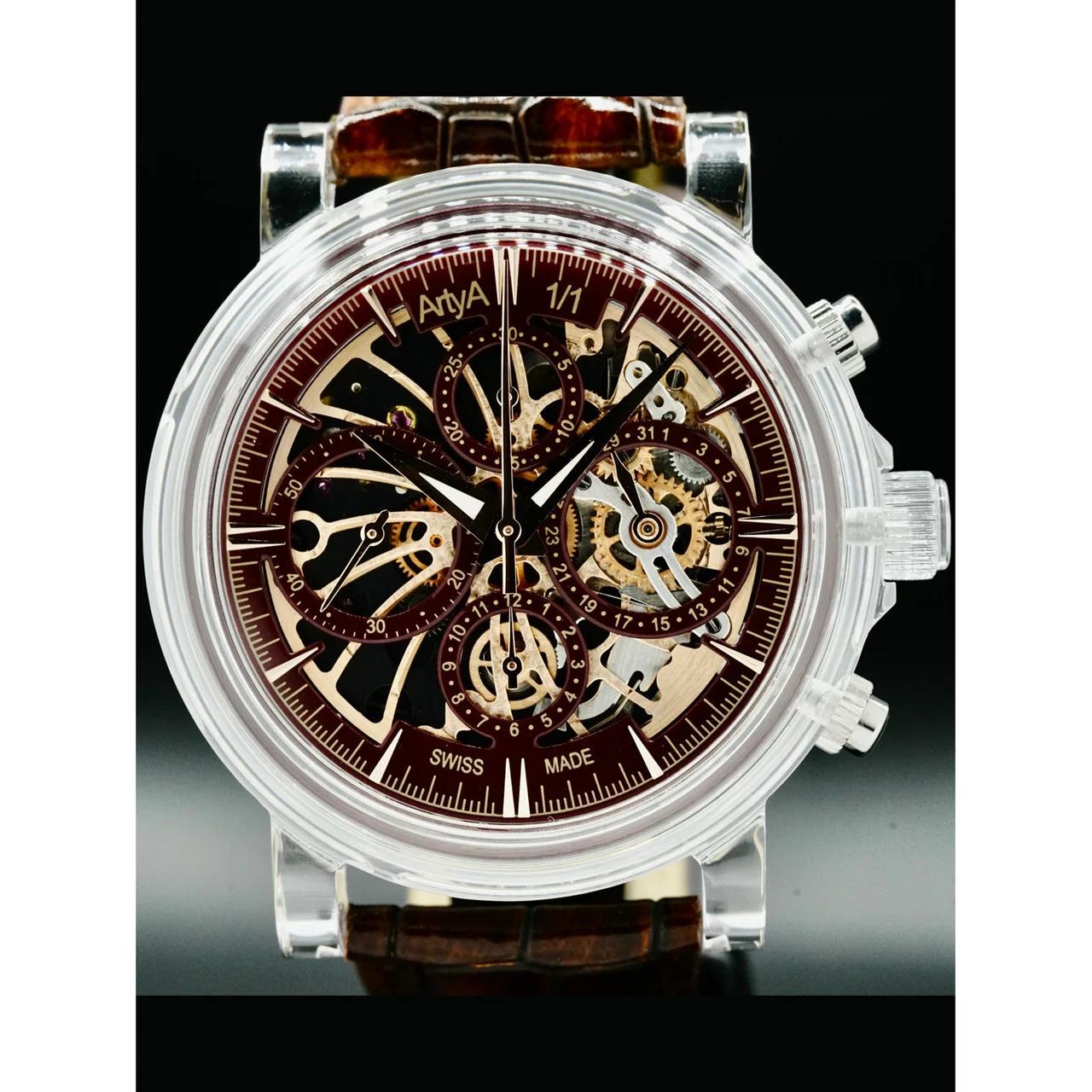 ArtyA Burgundy Red Chrono Crystal NAP210000039341 kol saati