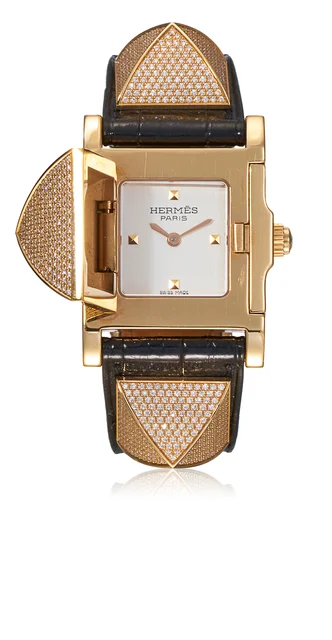 Hermès Ref. ME3.271, concealed dial; “Médor”; 18K pink gold and diamonds kol saati
