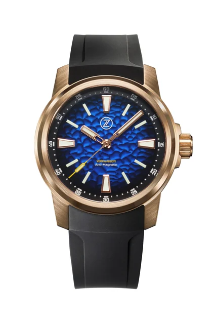 Zelos Aurora Field 38mm Br 'Hammered Blue' kol saati