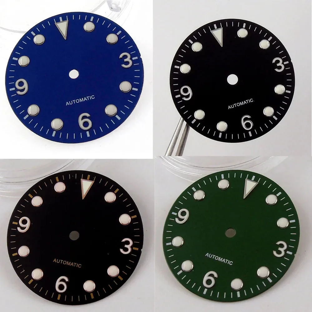 Tandorio Watches Black/Green/Blue Watch Dial Luminous Marks Fit NH35A MH35 Automatic Movement Accessories 14:100013777#Green with llogo 29.2 mm kol saati