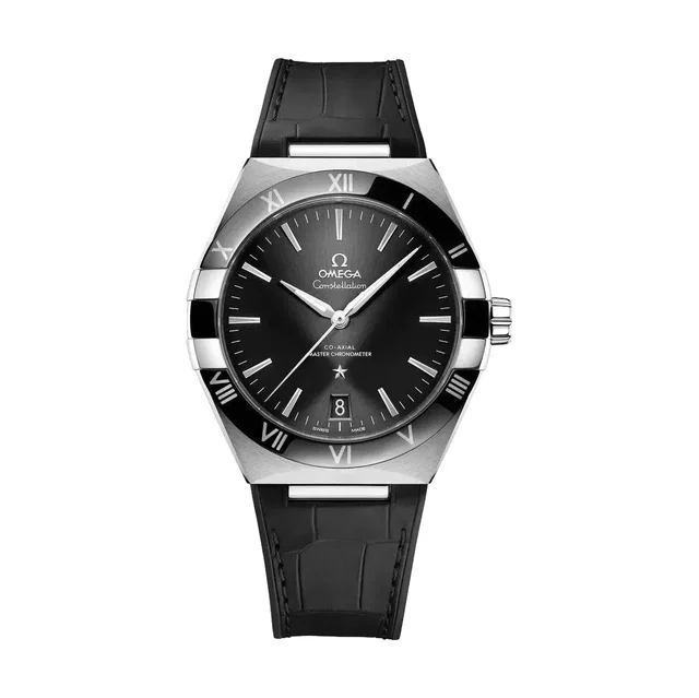 OMEGA Constellation 41mm - Black on Leather Strap O13133412101001 kol saati