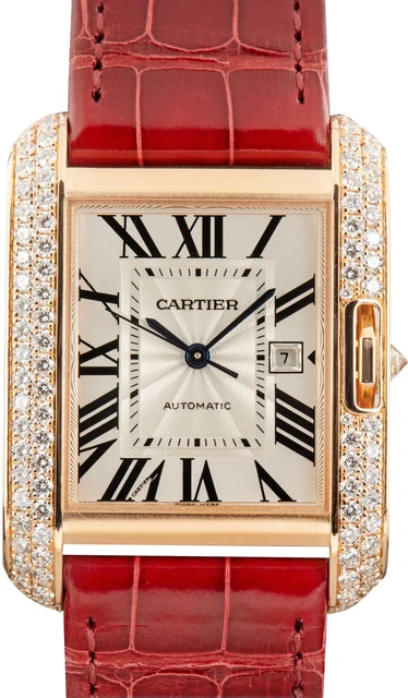 Cartier Tank Anglaise Ref WT100016 18k Rose Gold Diamond Case kol saati