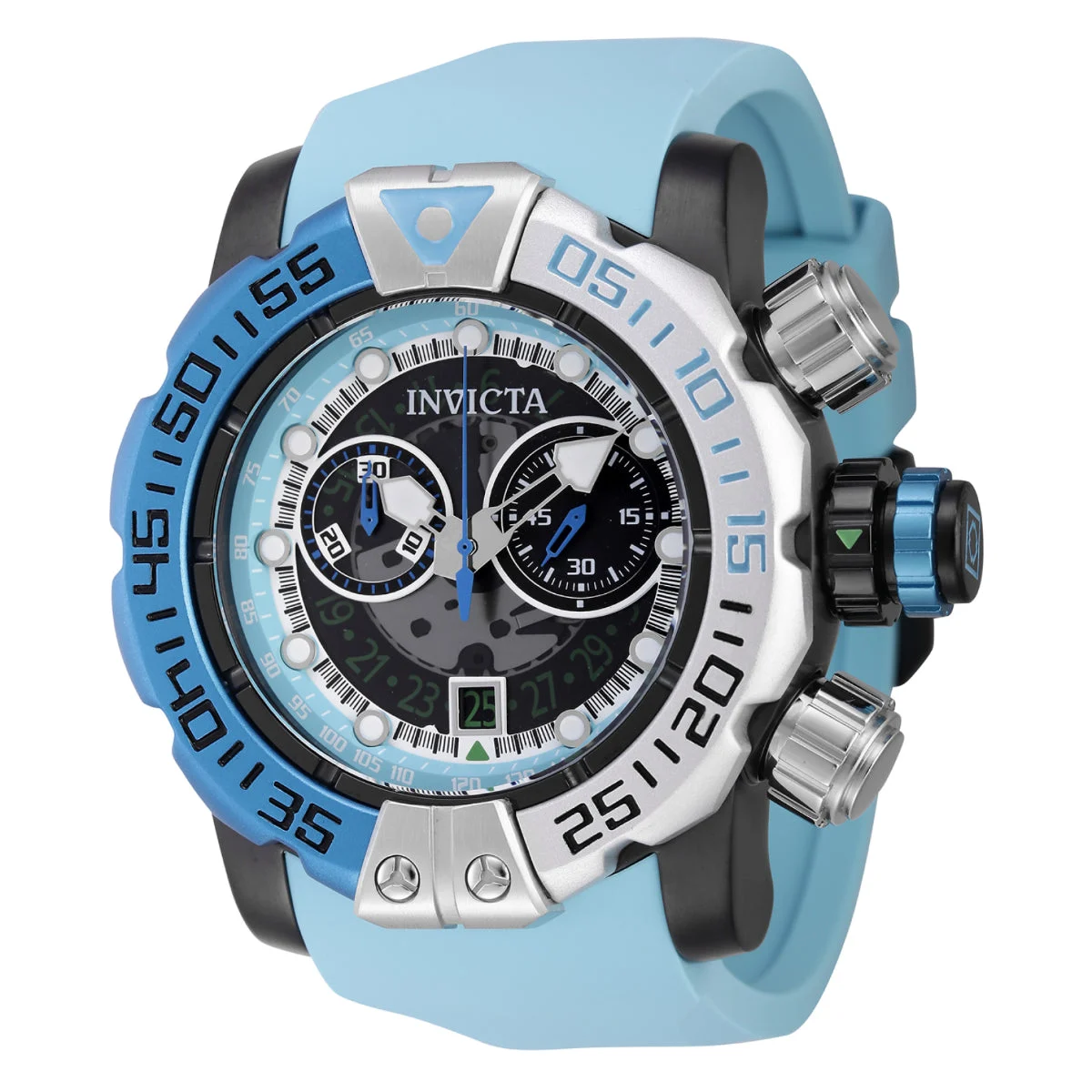 Invicta Sea Hunter Swiss Ronda Z50 Caliber Watch - 57mm, Light Blue, White (44848) kol saati