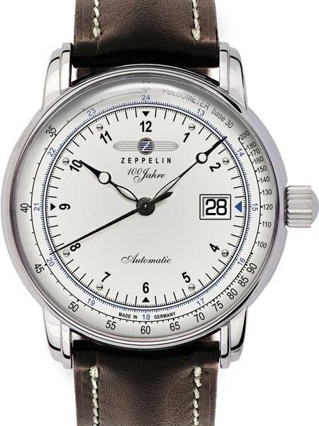 Graf Zeppelin Swiss ETA 2826-2, 25-Jewel Automatic, Big Date Watch #7664-1 kol saati