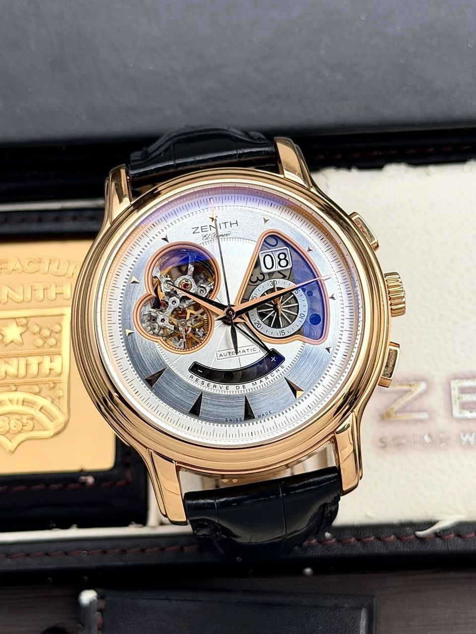 Zenith Primero Chronomaster XXT Open Grande Date Silver D Zenith El Primero Chronomaster XXT Open Grande Date Silver D 45 mm kol saati