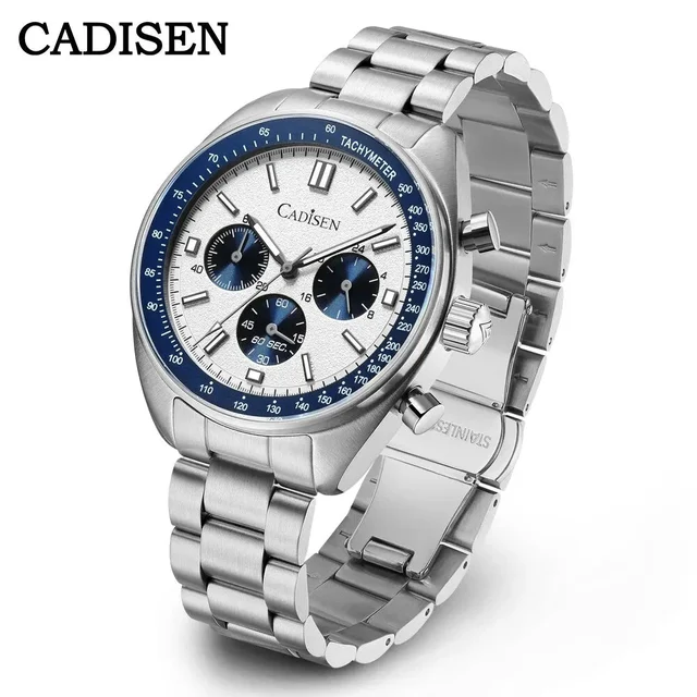 Tandorio Cadisen C7063 Quartz Chronograph Watch Japan VD53 42MM AR Sapphire 5Bar 14:29 kol
