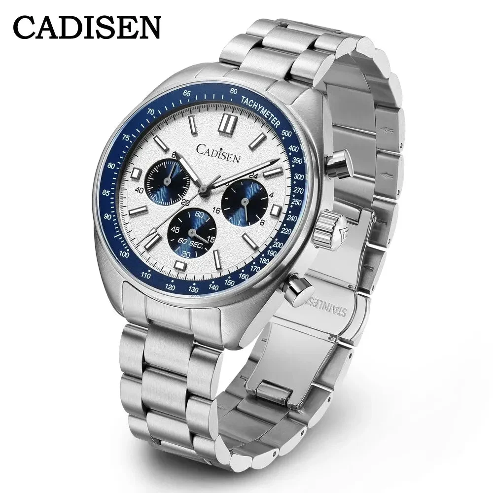 Tandorio Watches Cadisen C7063 Quartz Chronograph Watch Japan VD53 42MM AR Sapphire 5Bar 14:29 42 mm kol saati