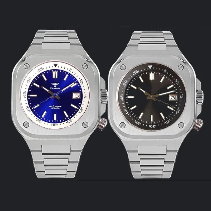 Tandorio Square Watch TD303 10ATM NH35A Automatic Glass Back Fashion Sapphire 14:94#blue sterile;5:56964930#NH35A 42 mm kol saati