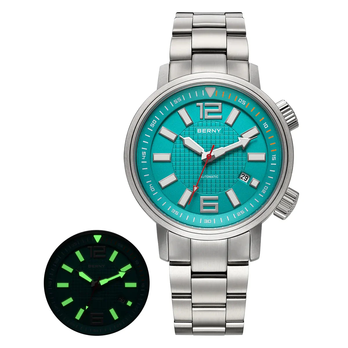 BERNY Men Automatic Compressor-style Diver Watch V4-AM181MS AM181MS-MGN kol saati