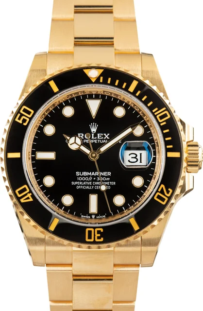 Rolex Submariner 18k Yellow Gold Ref 126618 Black Dial kol saati