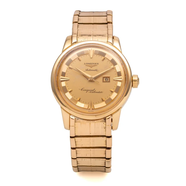 Longines LONGINES REF. 9005, SELF-WINDING, CENTRE-SECONDS, DATE, GOLD DIAL, GAY FRÈRES BRA