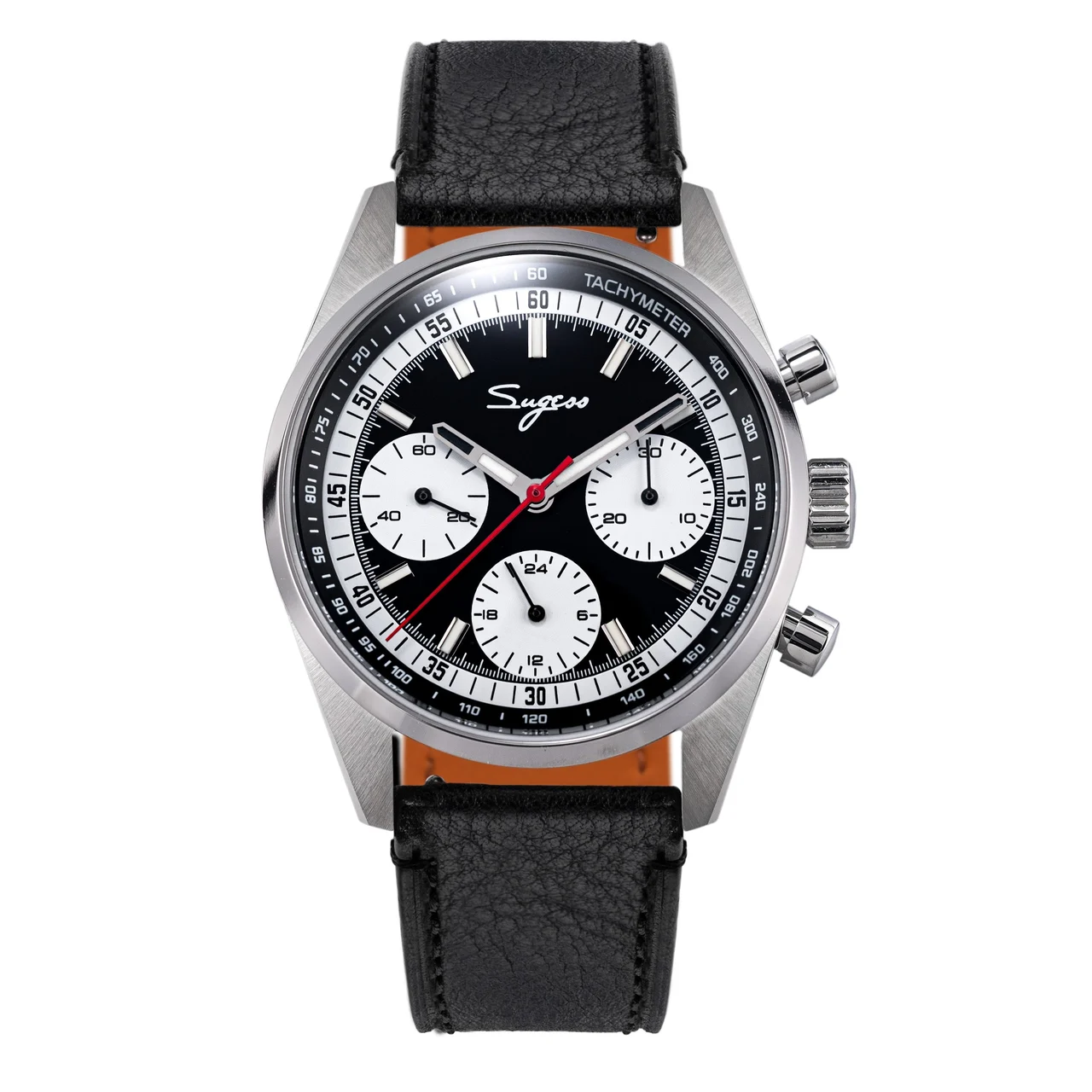 Sugess Chronograph Stainless Steel Black Dial Silver Hand Black Leather sugess-s465-chronograph-stainless-steel-black-dial-silver-hand-black-leather 46 mm kol saati