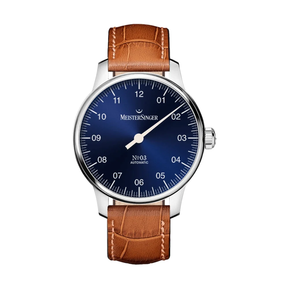 Meistersinger Sunburst Blue on Leather Strap BM9908 38 mm kol saati