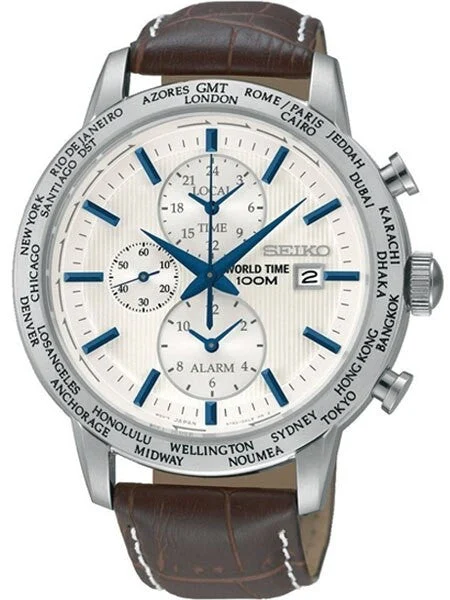 Seiko Quartz World Time Watch with Dual Time and Alarm #SPL051P1 kol saati