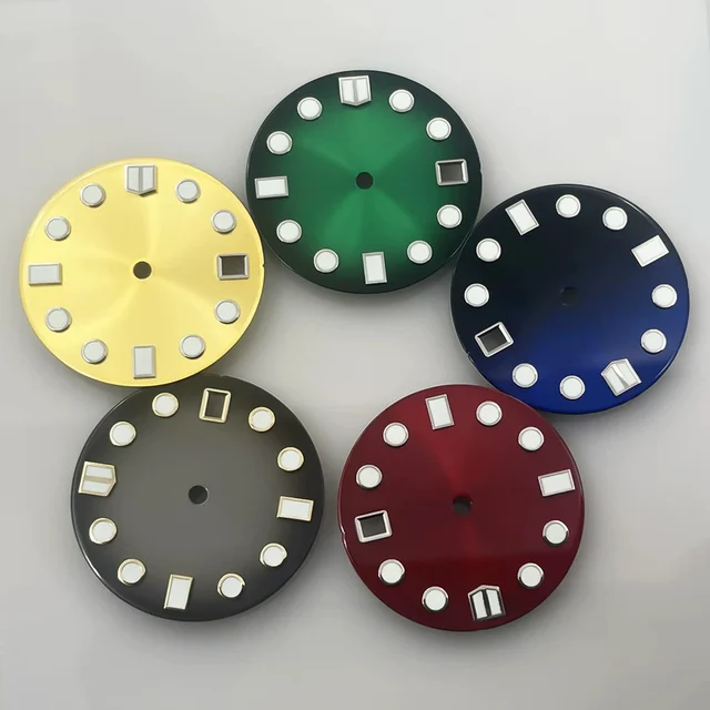 Tandorio Double bar Watch dial blue and green luminous light for NH35 NH36 NH35 dial, watc