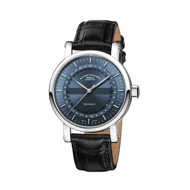 Muhle Glashutte Teutonia II Ring Date 41mm - Grey Blue on Leather Strap M1-33-52-LB kol sa