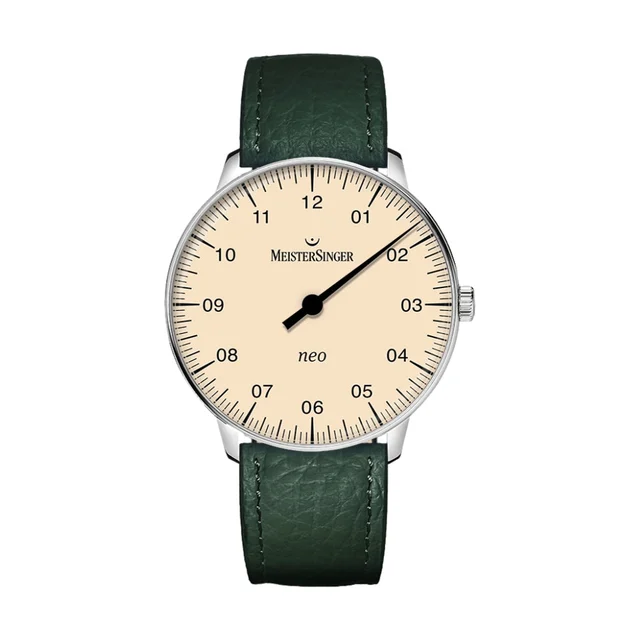 Meistersinger Neo Sapphire 36mm - Ivory on Leather Strap NES903 kol saati