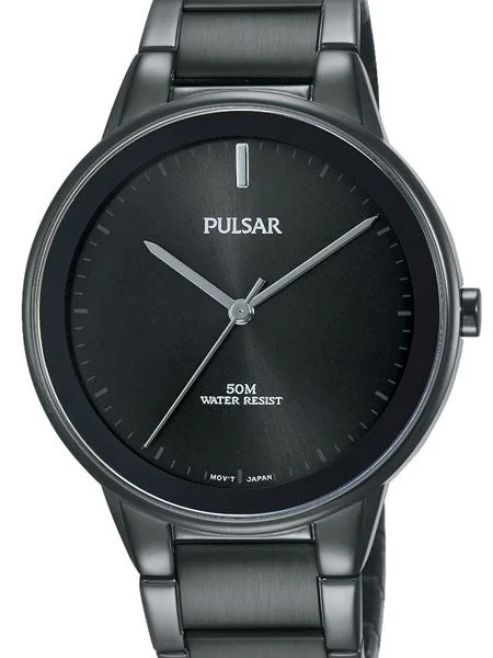 Pulsar Black Dial Quartz Watch with Matching Bracelet #PG2045 kol saati