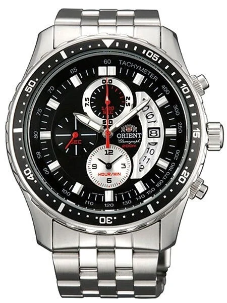 Orient Cayenne Sport Diver Chronograph Watch with Open Date Window and Tachymeter #TT0Q001