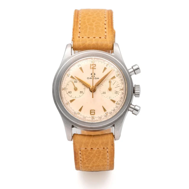 OMEGA OMEGA REF. 2076 CK, CHRONOGRAPH, MINUTE COUNTER, SILVER DIAL; STAYBRITE STAINLESS ST