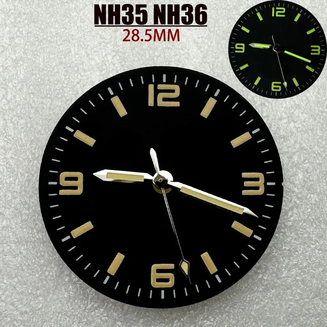 Tandorio Dial, Suitable for NH35A Movement Case Crown 3/3.8 Point Case Mounting Accessorie