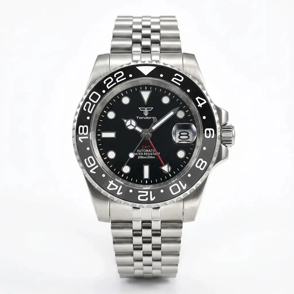 Tandorio GMT Watch TD015 NH34 Movement 40mm glass back Sapphire 20bar pepsi Bruce Wayne agdg 40 mm kol saati