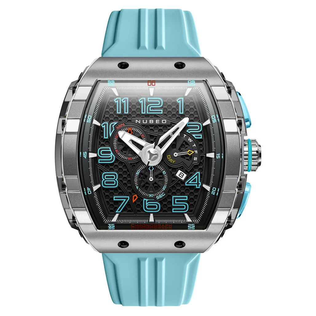 Nubeo Magellan Retrograde Chronograph Aster Blue #NB-6088-02 kol saati
