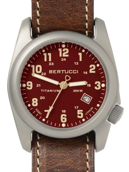 Bertucci Titanium Watch, 10-Year Lithium Battery, Horween Leather #12731 kol saati