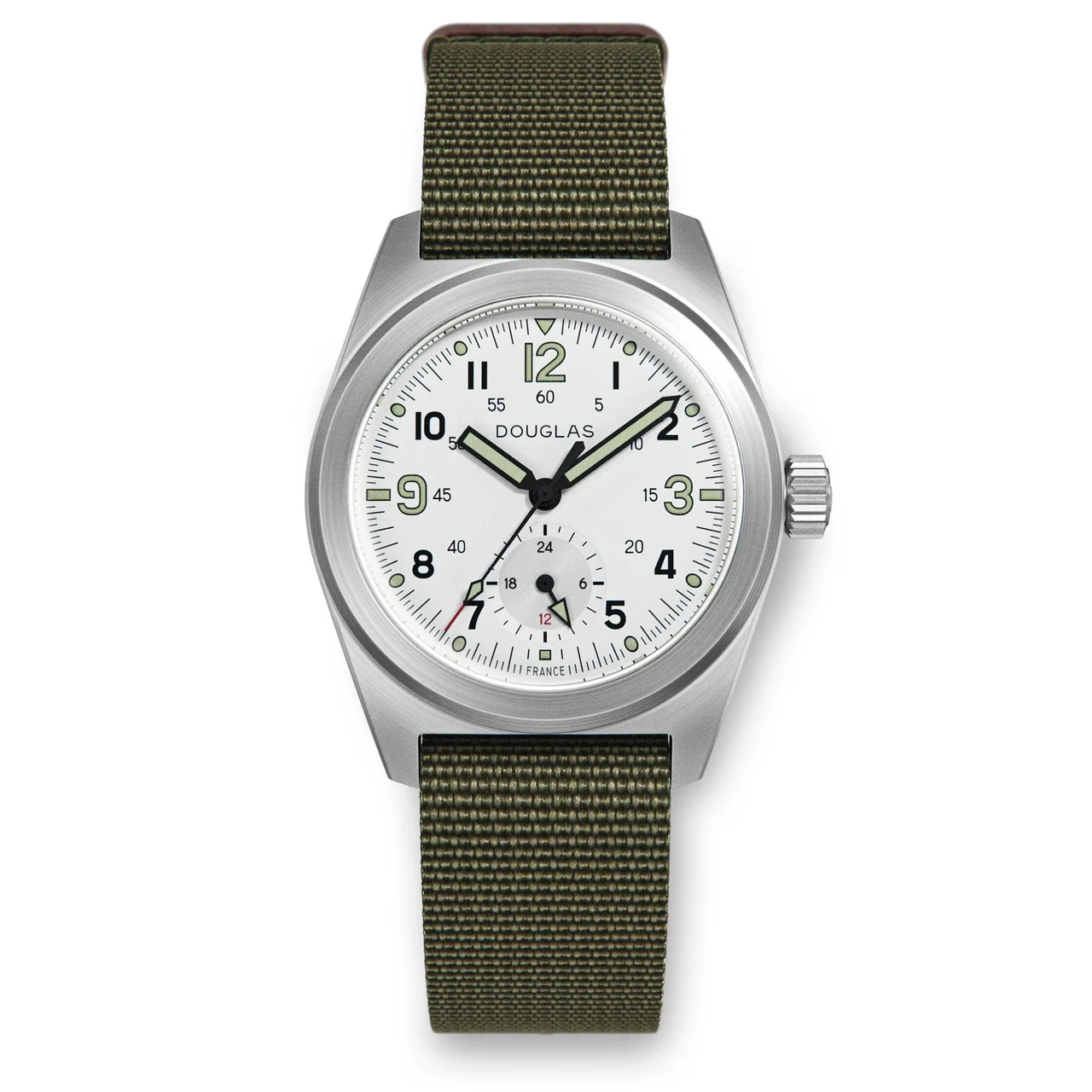 Wolbrook Outrider Professional Mecaquartz 38 Field Watch – White 24-OPM-002-NYL-GRN 38 mm kol saati