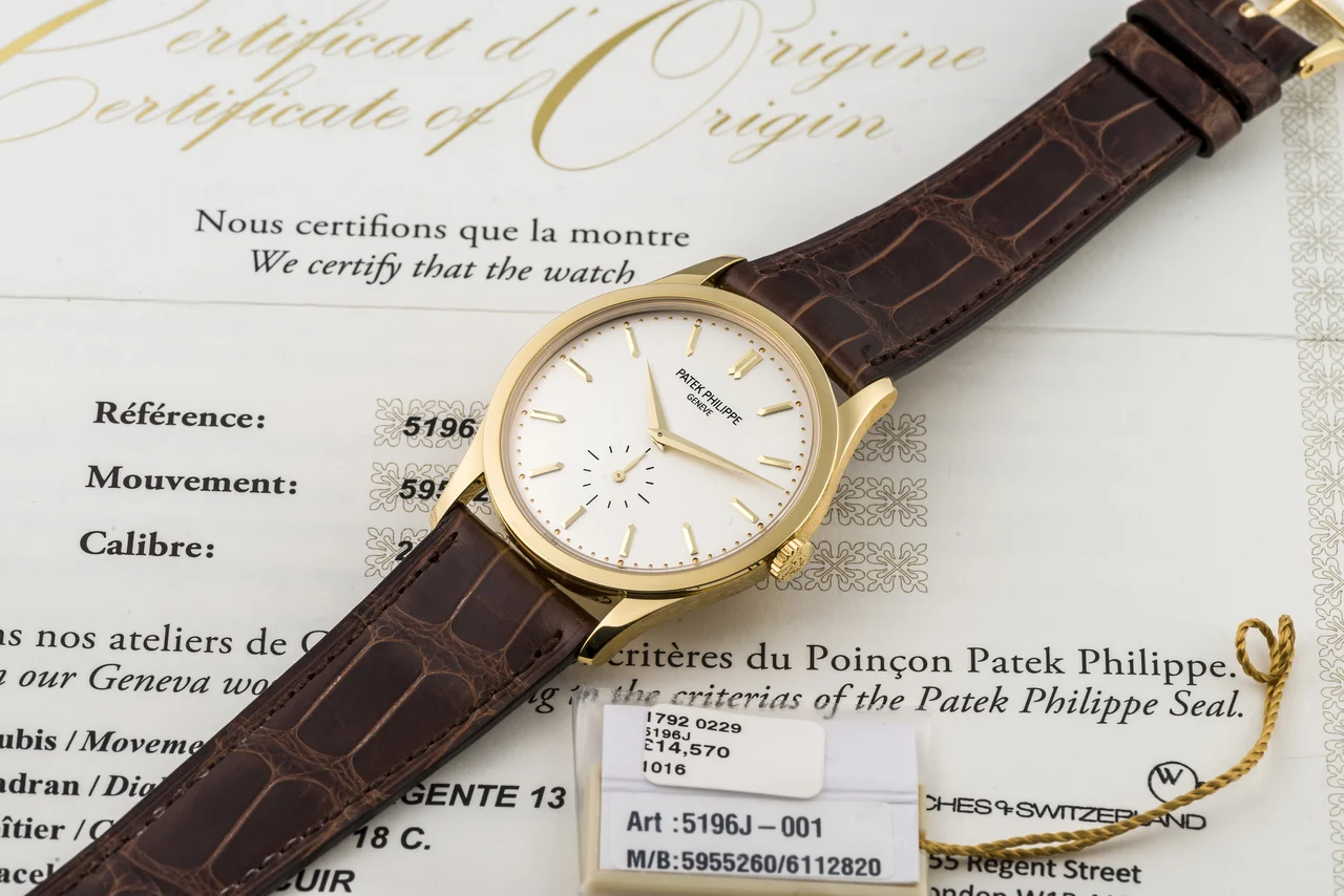 Patek Philippe PATEK PHILIPPE, REF 5196J A fine, large, manual wind, 18k yellow gold wristwatch. kol saati