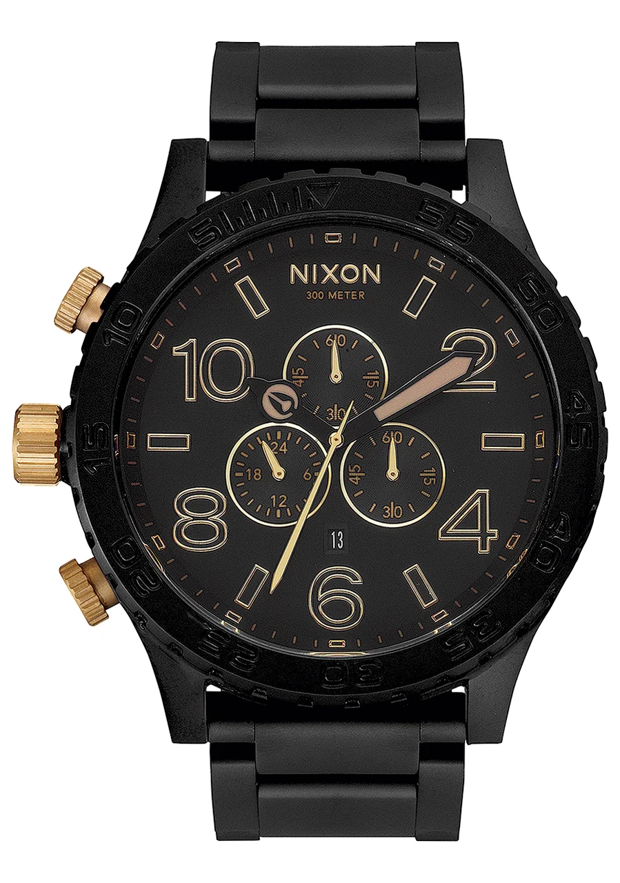 Nixon US Chrono - Matte Black / Gold A083-1041-00 51 mm kol saati