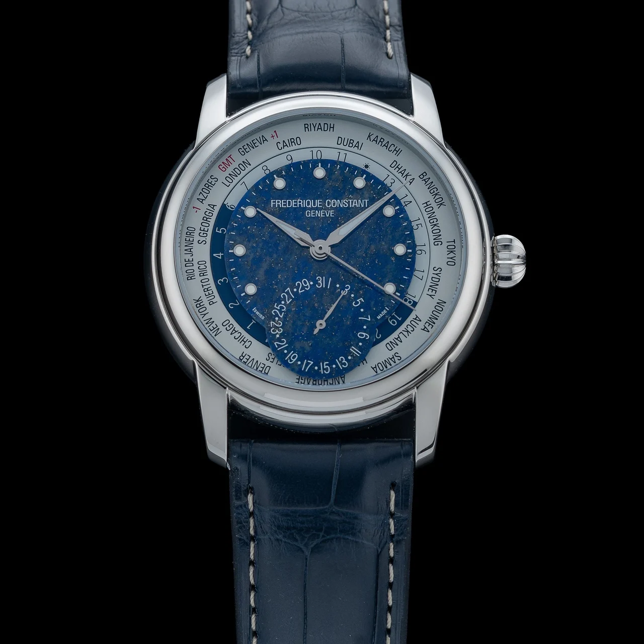 Frederique Constant Classic Worldtimer Lapis Lazuli Limited Edition FC-718LA4H6 210009N36796 40 mm kol saati