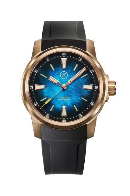 Zelos Aurora Field 38mm Br 'Teal MOP' kol saati