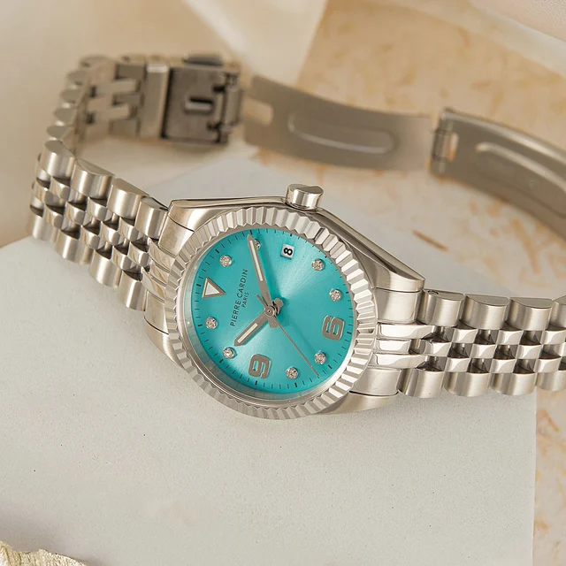 OPERA Timbre Women’s Watch - Stainless Steel Case, Celeste Blue Dial with Crystal Indexes 