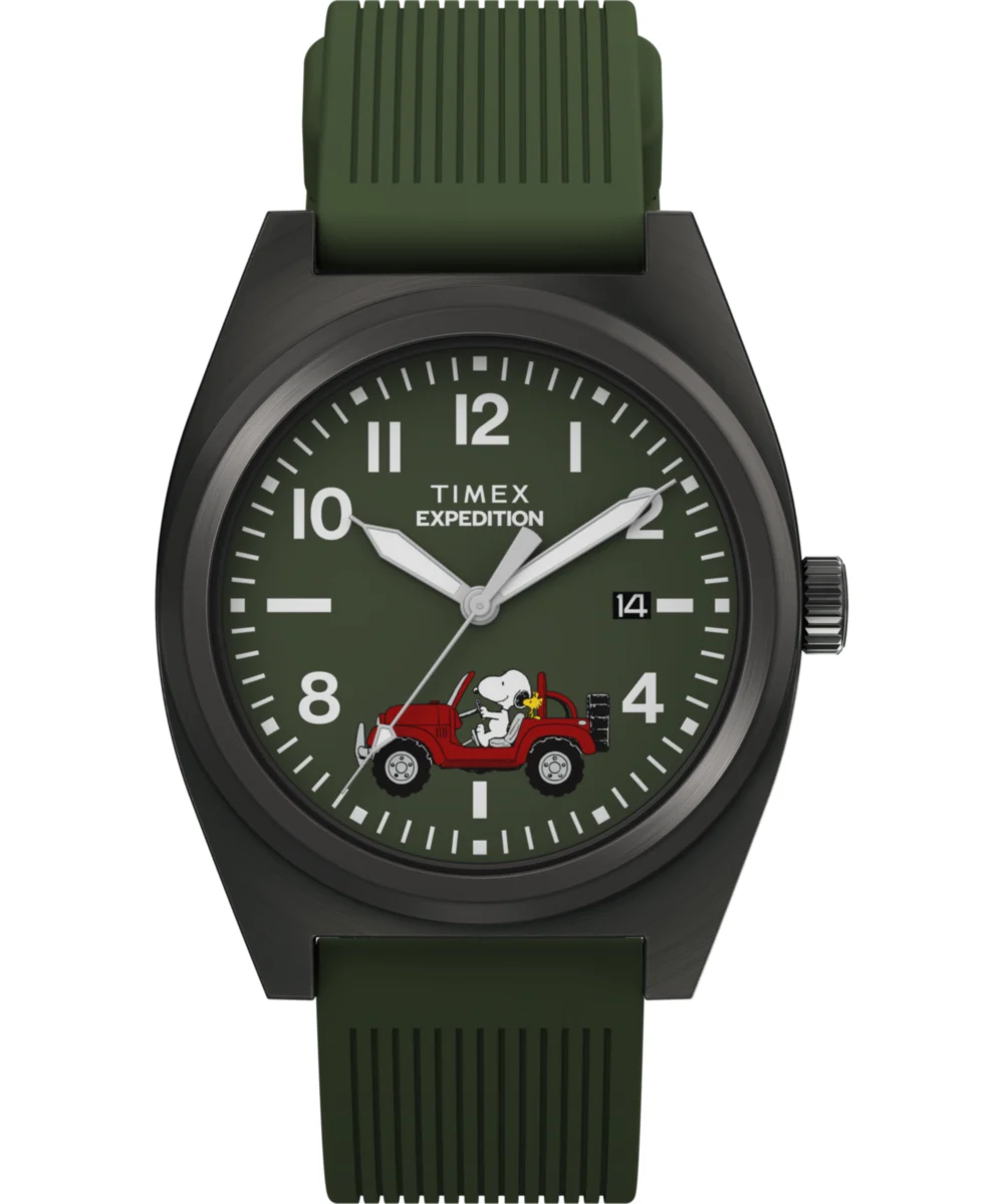 Timex Peanuts® x Expedition Snoopy Road Trip 39mm Silicone Strap Watch TW2Y52500VQ 39 mm kol saati