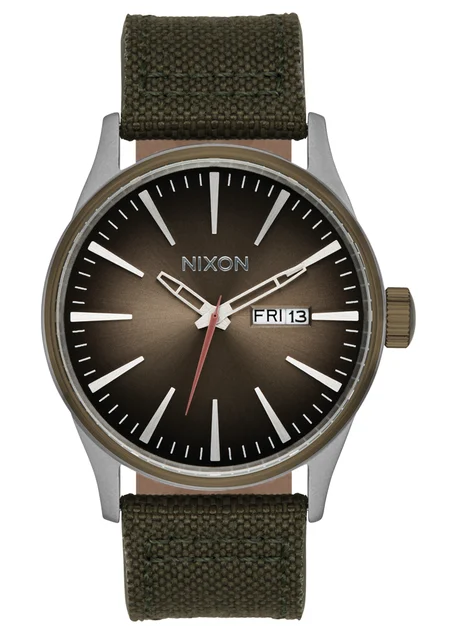 Nixon US Sentry Nylon - Silver / Lt Brown / Forest A1393-5208-00 kol saati