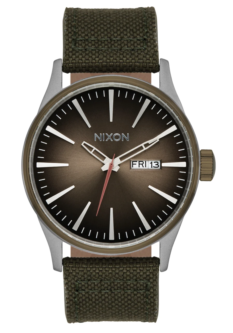 Nixon US Sentry Nylon - Silver / Lt Brown / Forest A1393-5208-00 kol saati