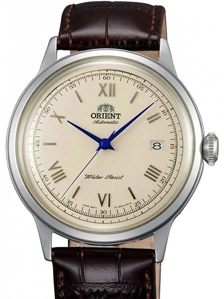 Orient SCRATCH AND DENT - Bambino Automatic Dress Watch with Cream Dial, Vibrant Blue Hands #ER2400CN SND011 kol saati