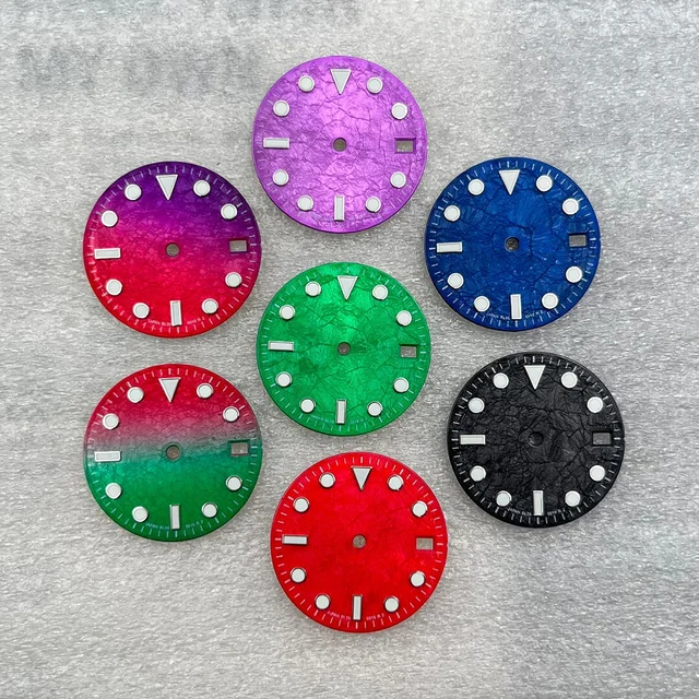 Tandorio Submariner Dial 28.5mm green luminous dial fit nh35 movement Flashy Colorful 6041