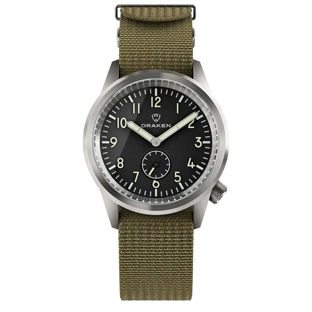 Draken Aoraki 'Milspec' Watch with Black Dial #DKN-16 kol saati