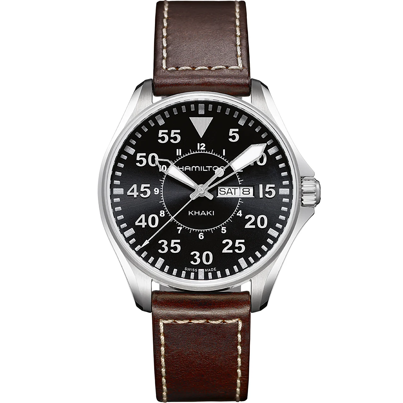 Hamilton Khaki Aviation Pilot Day Date Quartz H64611535 42 mm kol saati