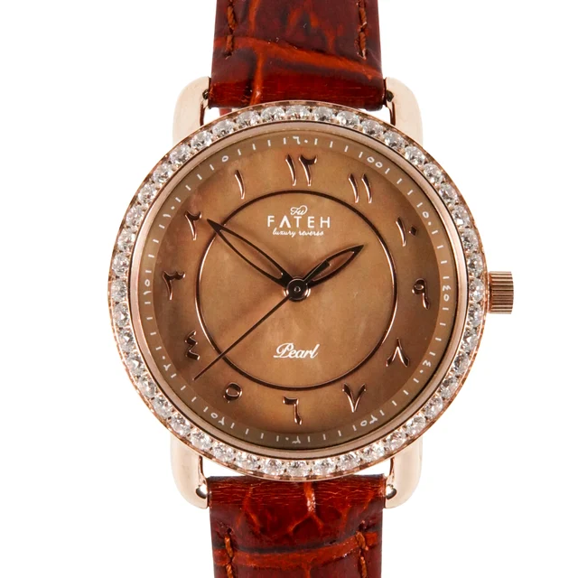 Fatehwatches Pearl Rosegold Brown kol saati