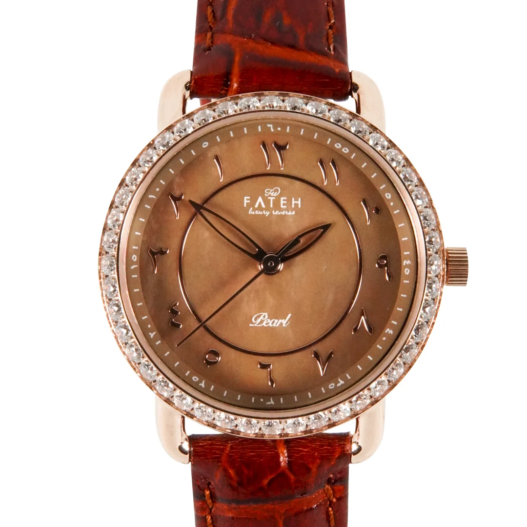 Fatehwatches Pearl Rosegold Brown 38 mm kol saati
