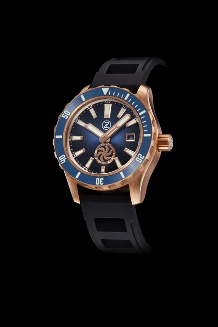 Zelos Abyss 3 3000m Bronze Turbine Midnight Blue kol saati